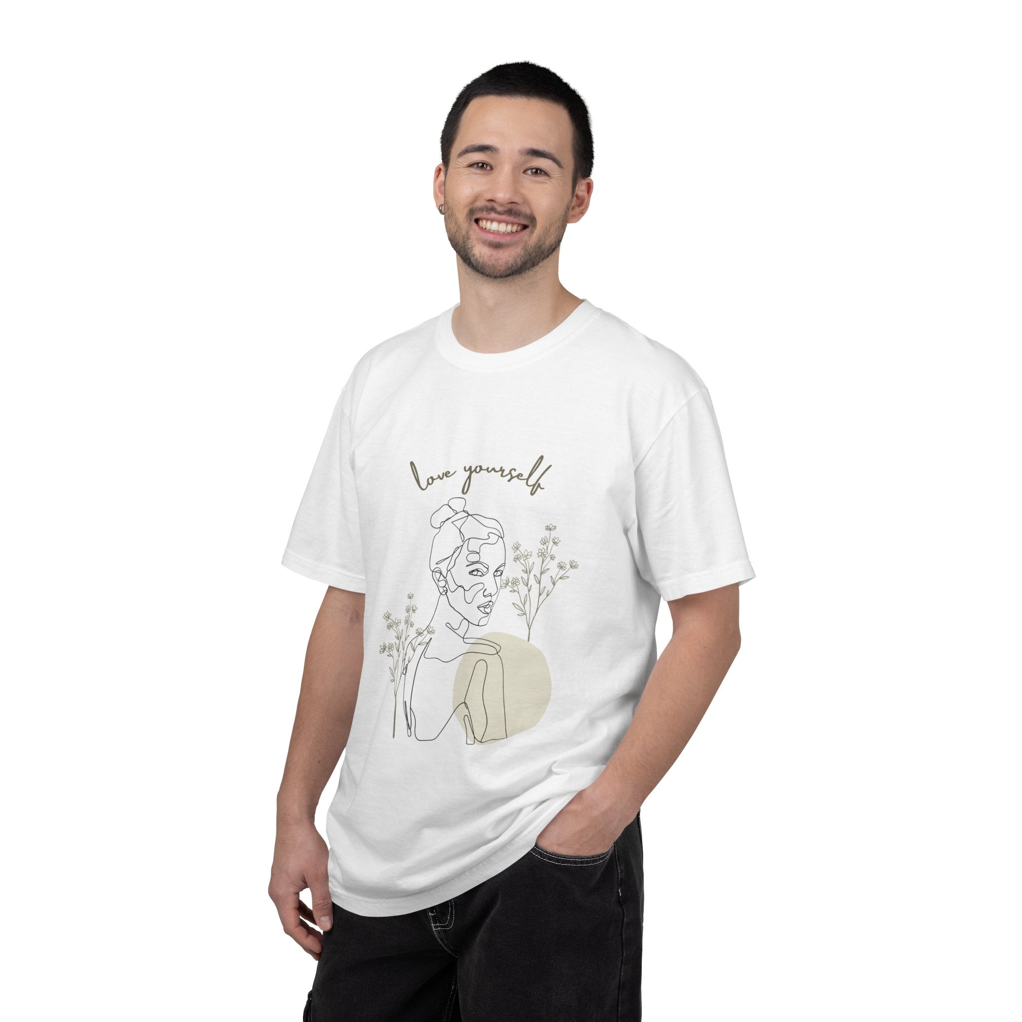 Love Yourself Tee — Minimal Line Art Floral Women's Self-Love T-Shirt