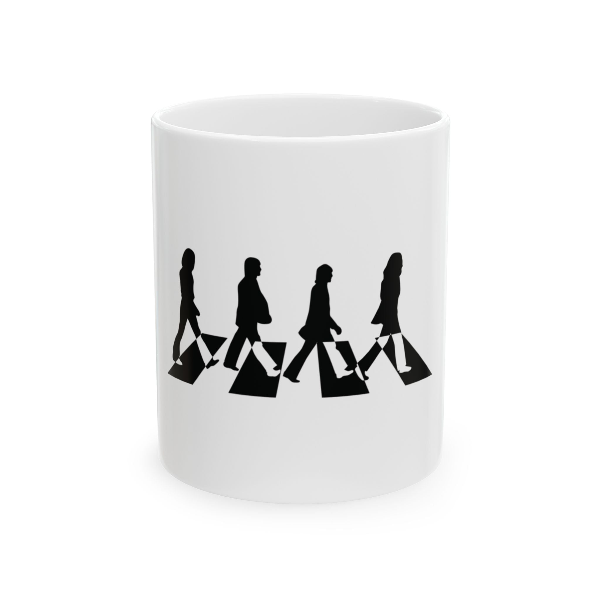 The Beatles Abbey Road Silhouette Coffee Mug — Iconic Rock Band Tea Cup (11oz/15oz)