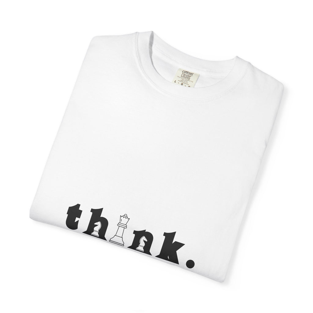 Think. Chess King Graphic T-Shirt — Minimal Intellectual Tee for Chess Players & Thinkers