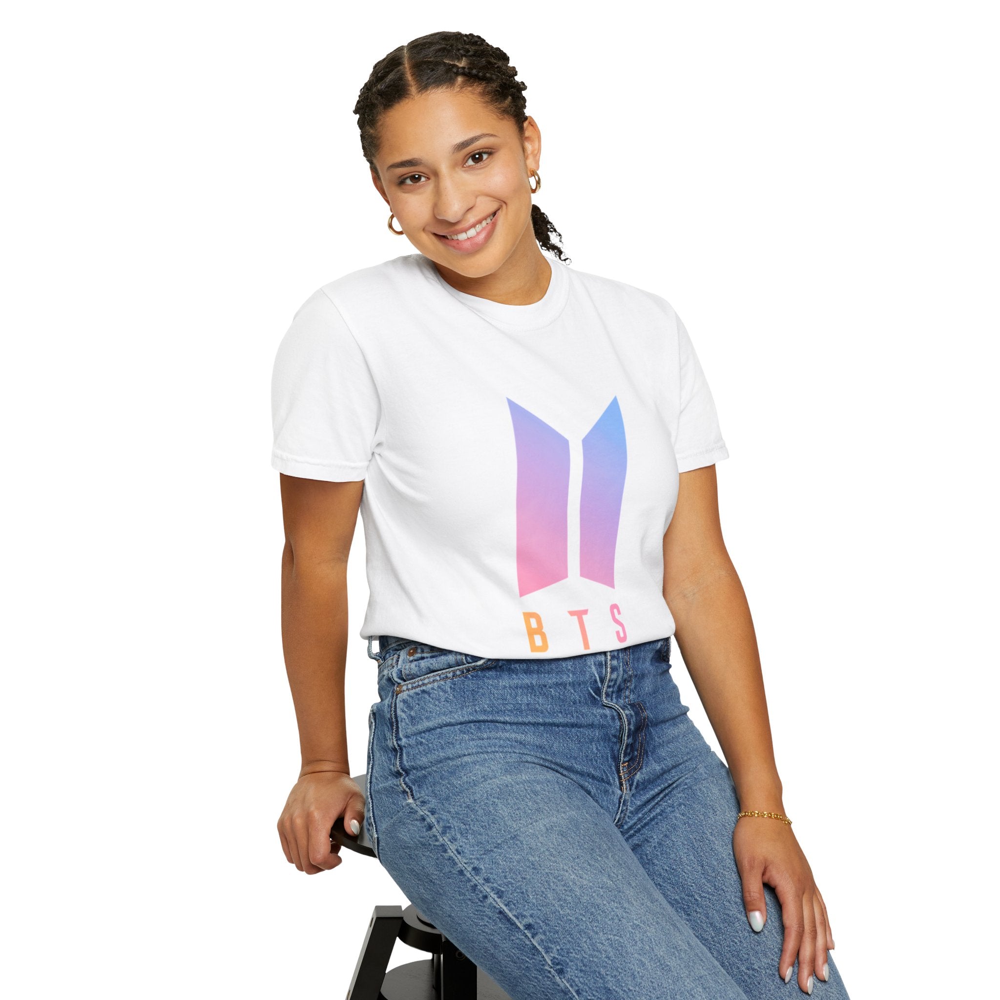 BTS Gradient Logo T-Shirt — K-Pop Band Tee with Member Names