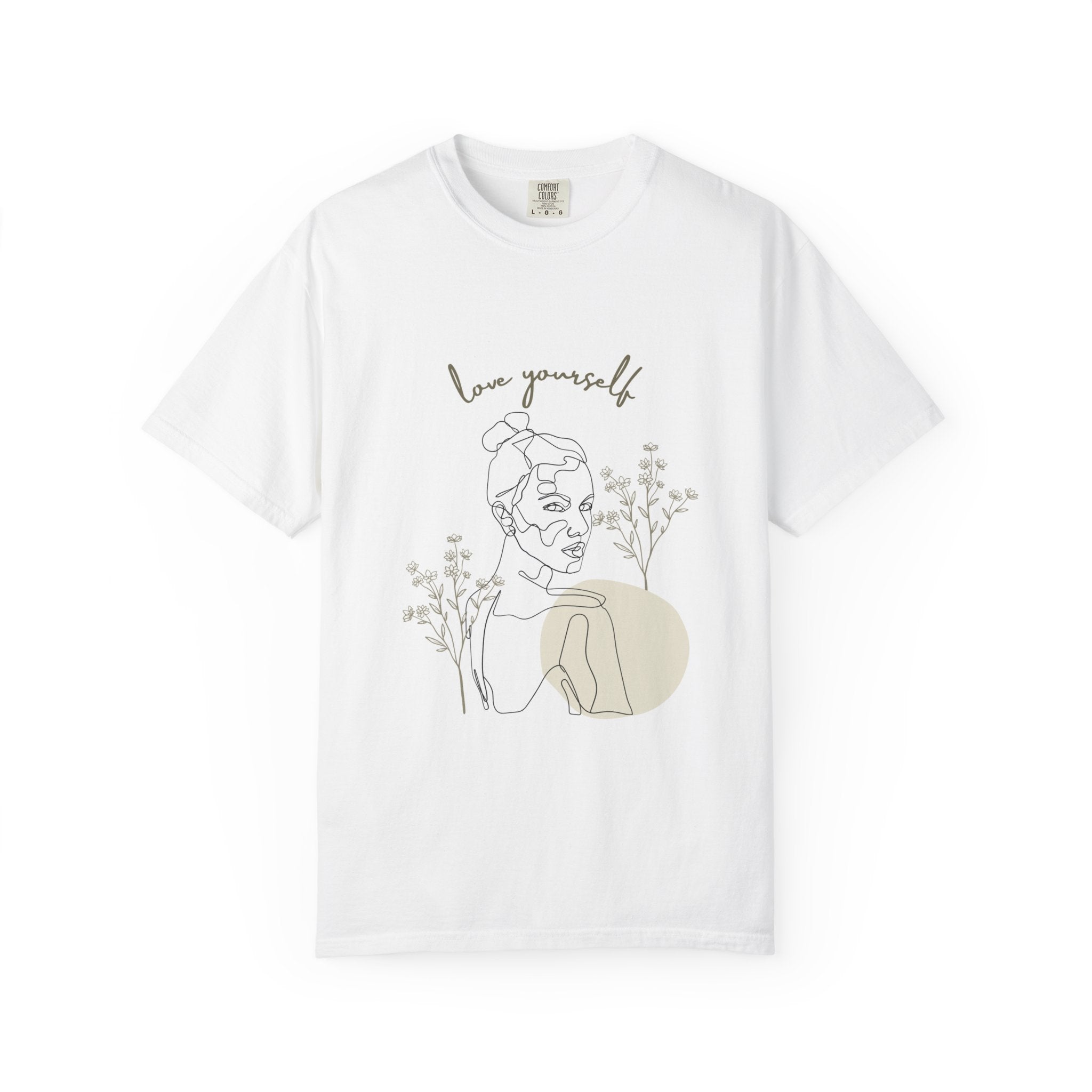 Love Yourself Tee — Minimal Line Art Floral Women's Self-Love T-Shirt