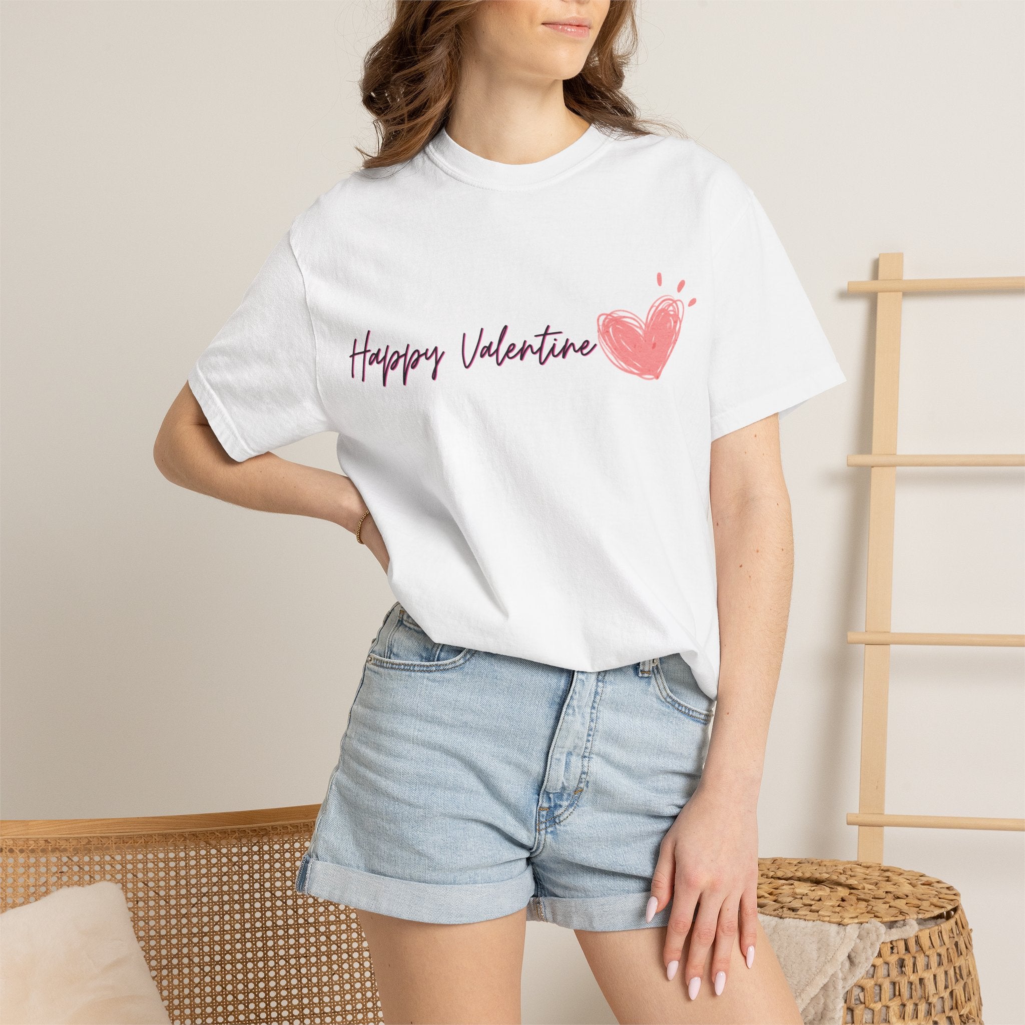 Valentine Heart T-Shirt — "Happy Valentine" Graphic Tee