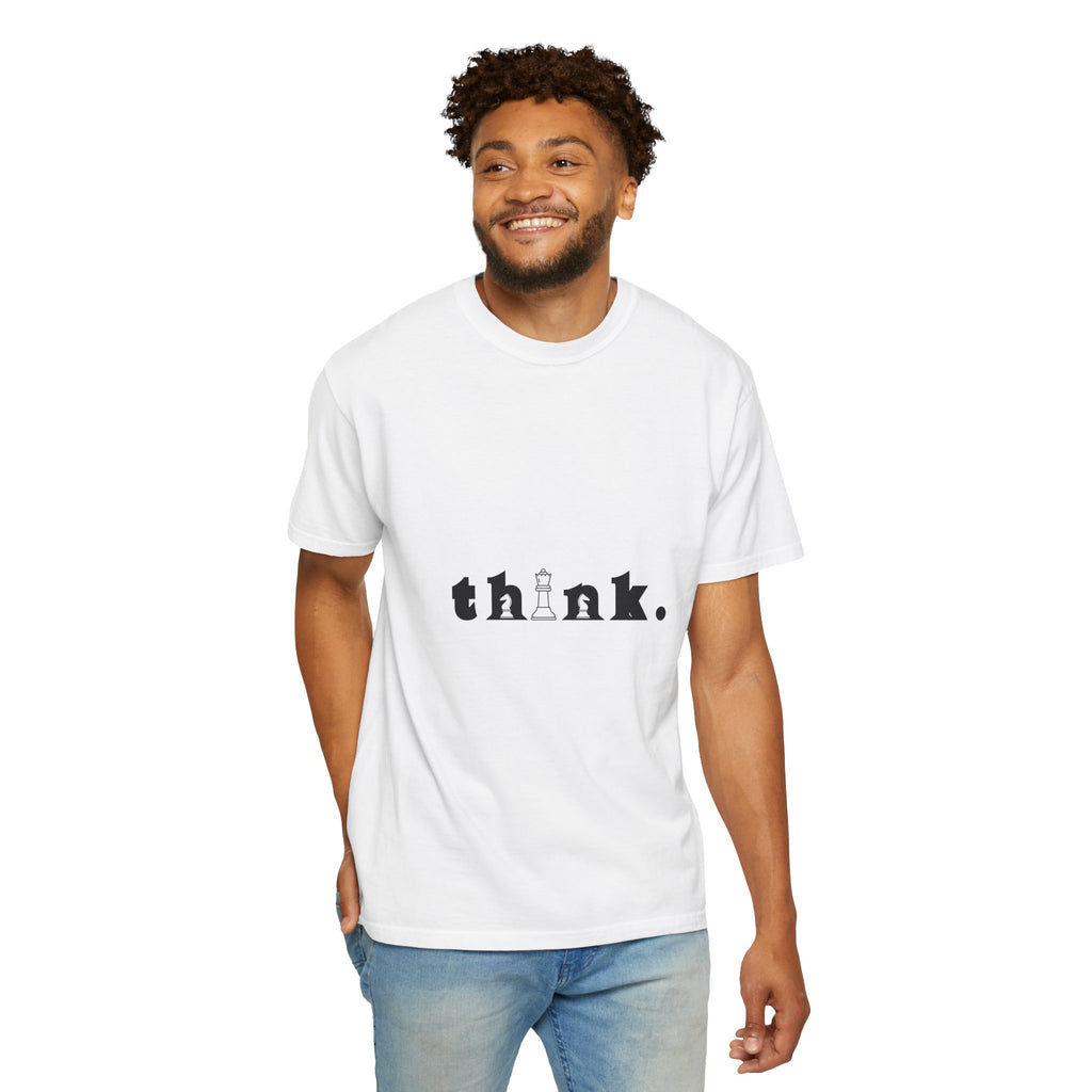 Think. Chess King Graphic T-Shirt — Minimal Intellectual Tee for Chess Players & Thinkers