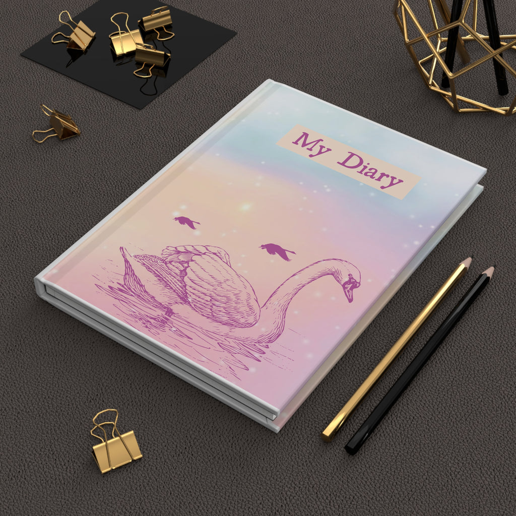 Swan "My Diary" Hardcover Journal — Pastel Dreamy Notebook for Girls & Teens gift