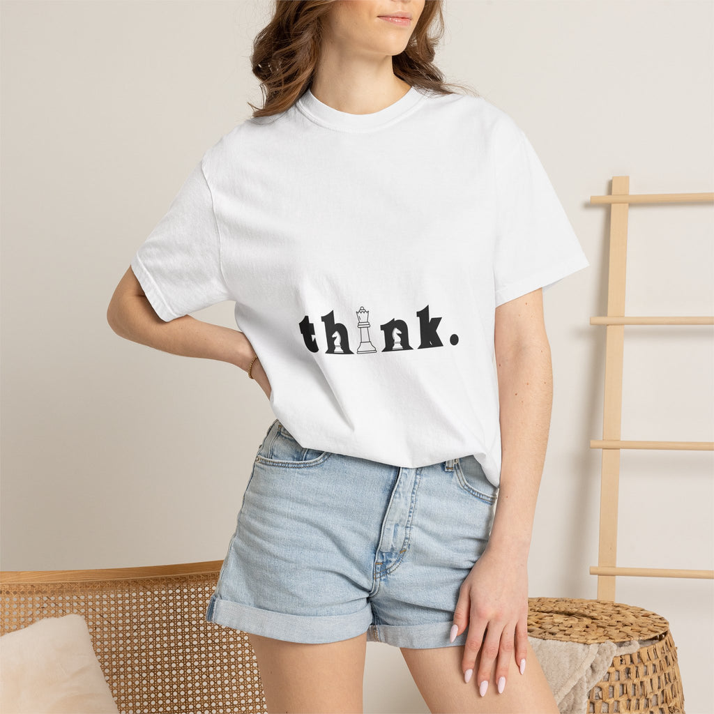 Think. Chess King Graphic T-Shirt — Minimal Intellectual Tee for Chess Players & Thinkers