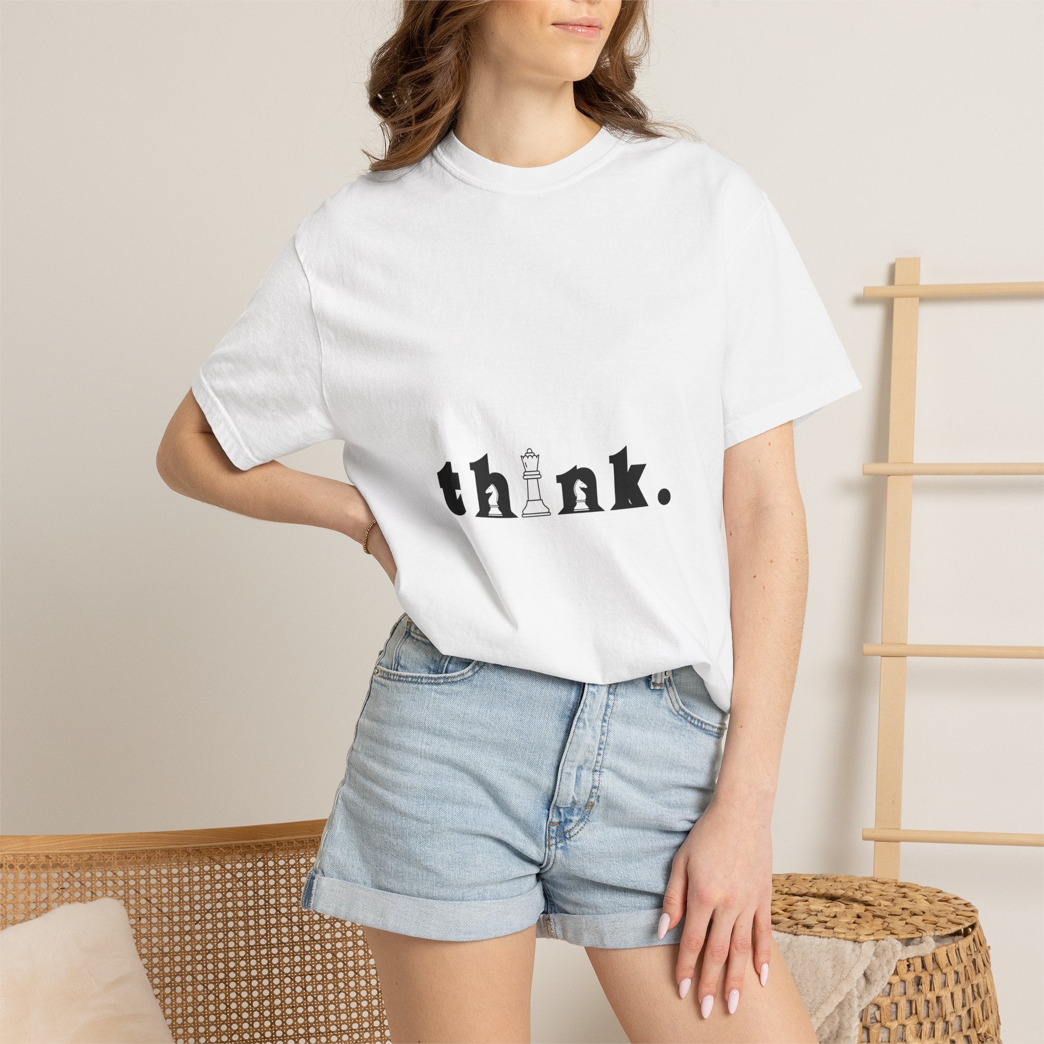 Think. Chess King Graphic T-Shirt — Minimal Intellectual Tee for Chess Players & Thinkers