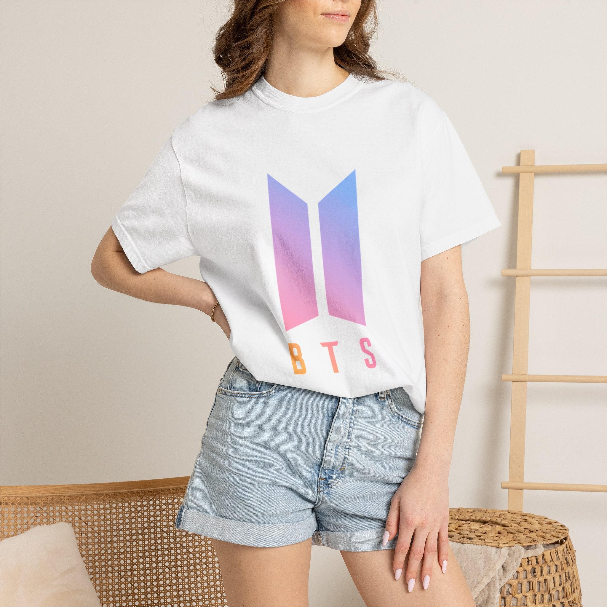 BTS Gradient Logo T-Shirt — K-Pop Band Tee with Member Names